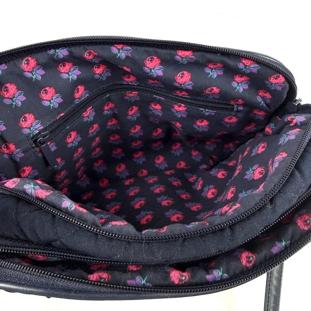 Vera Bradley Crossbody Bag Dark BLUE Microfiber Trimmed Triple Compartment‎